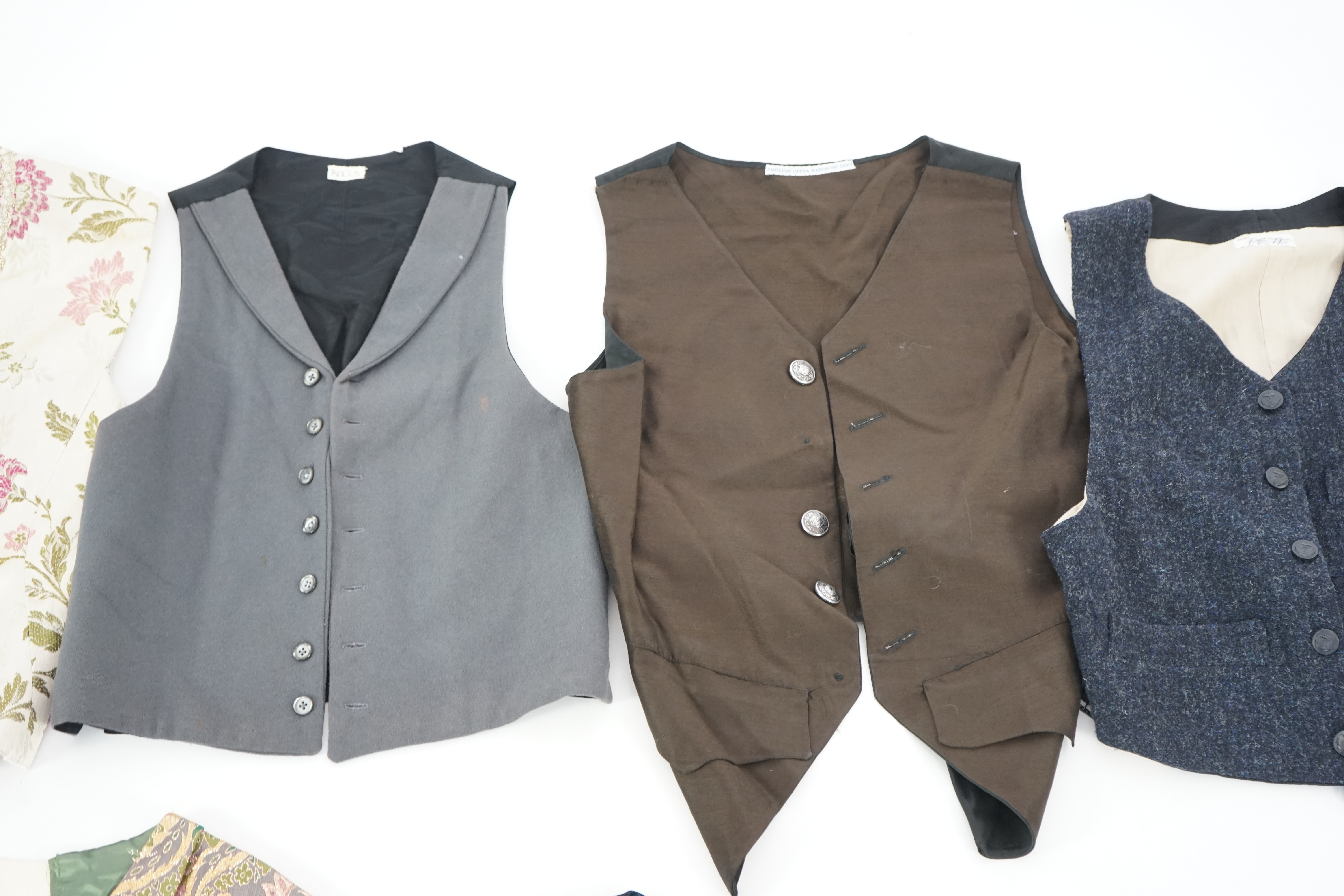 Eight men's assorted period waistcoats. Ex Pavilion Opera Sale